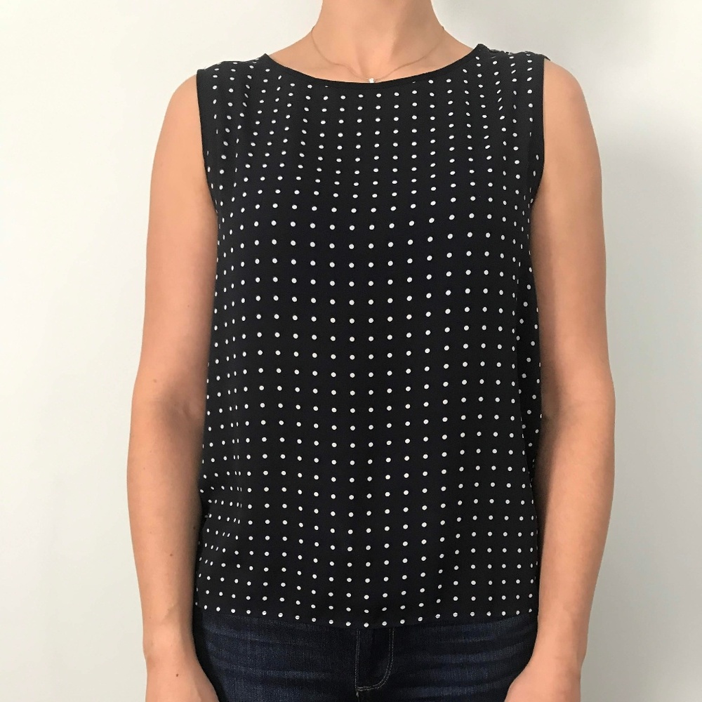 Banana Republic Navy Blue with White Polka Dots